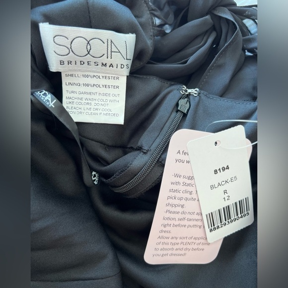 Social Bridesmaids Sleeveless Tie Back NWT Chiffon Trumpet Gown size 12 - Picture 16 of 16